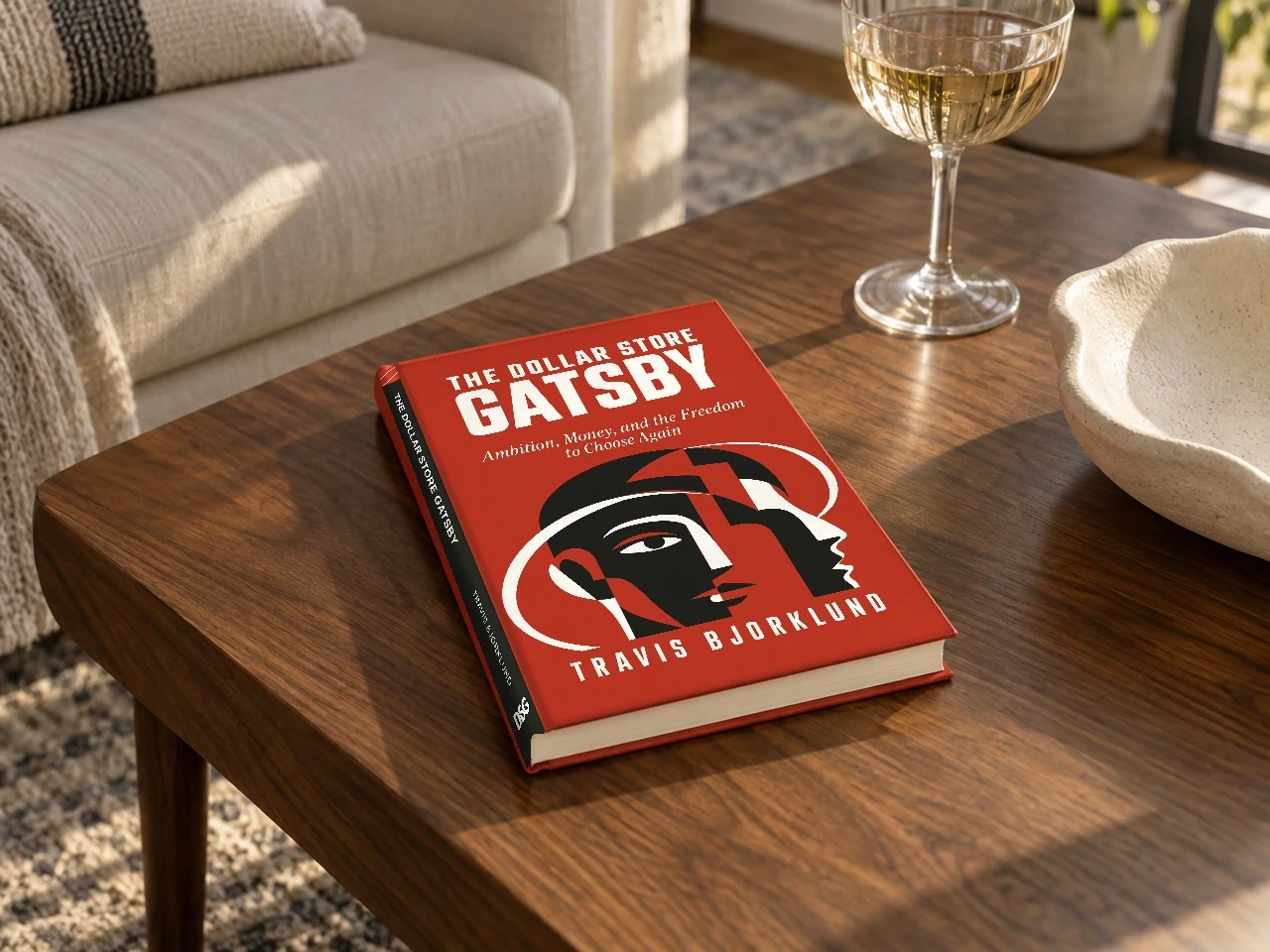 The book on a coffee table
